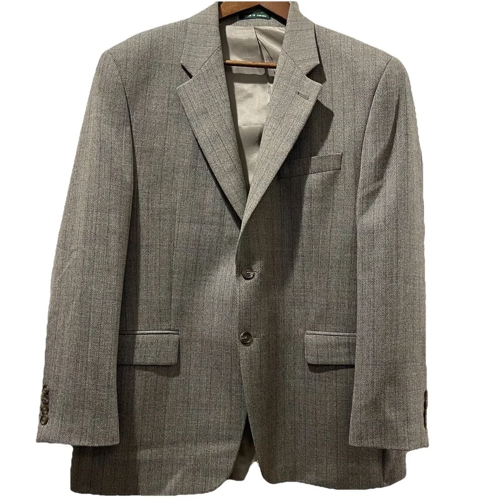 Lauren Ralph Lauren Mens Sport Coat Wool 42R Brown Herringbone Windowpane Preppy